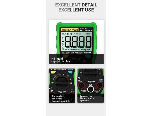 ANENG V03B LCD Analog Digital Multimeter Tester 4000 Counts Multimetro Esr Meter Multimeter Auto Power Off Peak Auto Meter - Green