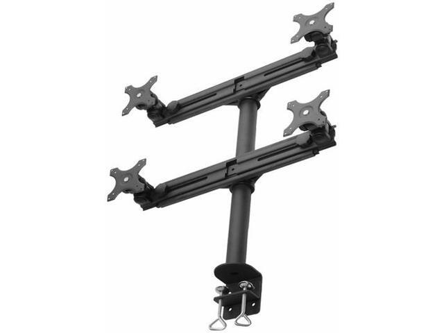 MonMount Quad Up to 27-Inch Screens Monitor Mount Stand Clamp Style, Black (LCD-2040B)