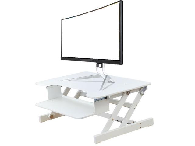 Rocelco 32' Sit To Stand Adjustable Height Desk Riser for 1 or 2 monitors, 50lbs capacity (WHITE)