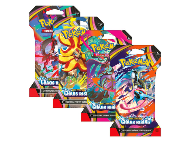 Pokemon ME4 Mega Evolution Chaos Rising Art Set 4 Sleeved Booster Packs (One of Each Artwork)