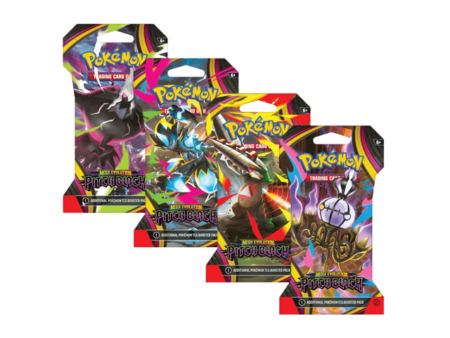 Pokemon ME5 Mega Evolution Pitch Black Art Set 4 Sleeved Booster Packs (One of Each Artwork)