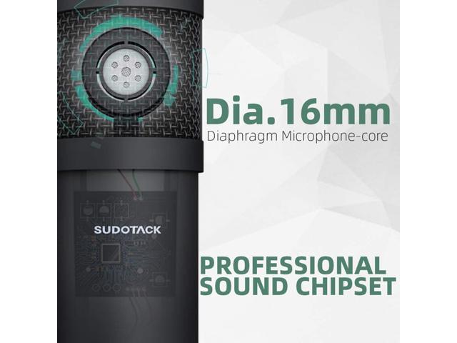 USB Streaming Podcast PC Microphone, SUDOTACK professional 192KHZ/24Bit Studio Cardioid Condenser Mic Kit with sound card Boom Arm Shock Mount Pop...