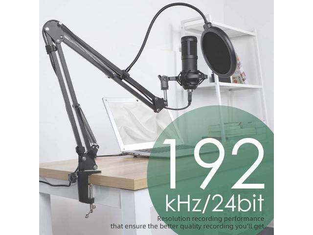 USB Streaming Podcast PC Microphone, SUDOTACK professional 192KHZ/24Bit Studio Cardioid Condenser Mic Kit with sound card Boom Arm Shock Mount Pop...