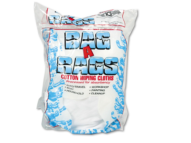 General Supply Bag-A-Rags Reusable Wiping Cloths Cotton White 1lb Pack N250CW01