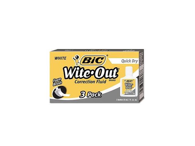 Bic Wite-Out Quick Dry Correction Fluid 20 ml Bottle White 3/Pack WOFQD324
