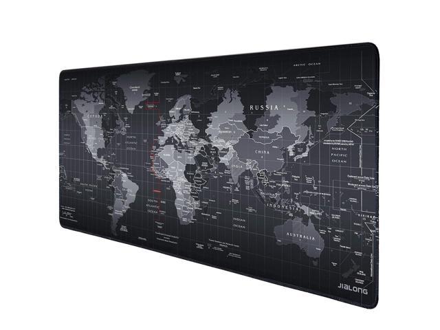 JIALONG Large Gaming Mouse Pad, Extended Mousepad with Durable Stitched Edges, Ideal for Desk Cover, Computer Keyboard, PC and Laptop - World Map