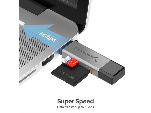 SABRENT USB 3.0 and USB Type-C OTG Card Reader Supports SD, SDHC, SDXC, MMC/MicroSD, T-Flash (CR-BCA2)