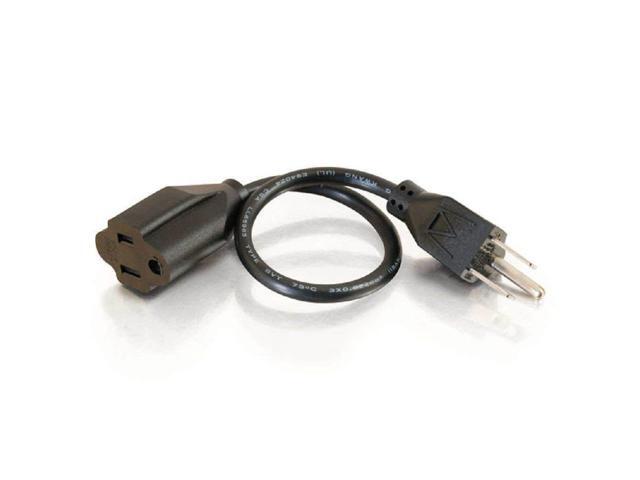 C2G 03115 18 AWG Outlet Saver Power Extension Cord - NEMA 5-15P to NEMA 5-15R, TAA Compliant, Black (6 Feet, 1.82 Meters)