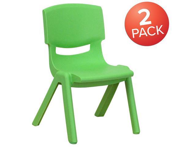 2 Pack Green Plastic Stackable School Chair with 10.5'' Seat Height