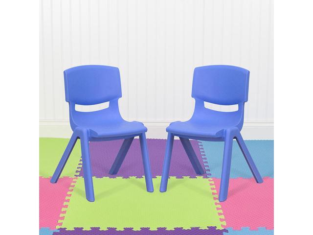 2 Pack Blue Plastic Stackable School Chair with 12' Seat Height