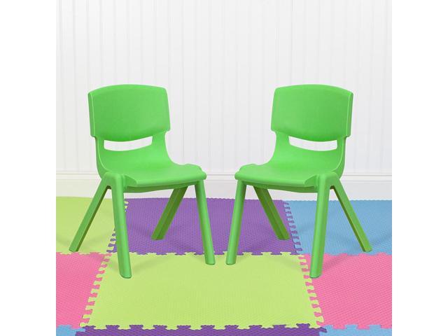 2 Pack Green Plastic Stackable School Chair with 12' Seat Height