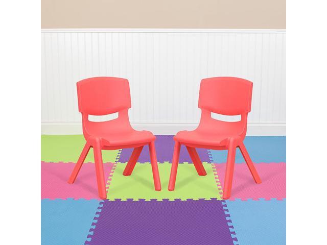 2 Pack Red Plastic Stackable School Chair with 10.5'' Seat Height