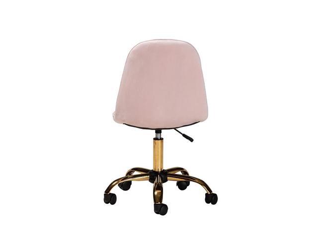 Baxton Studio Kabira Contemporary Glam and Luxe Blush Pink Velvet Fabric and Gold Metal Swivel Office chair