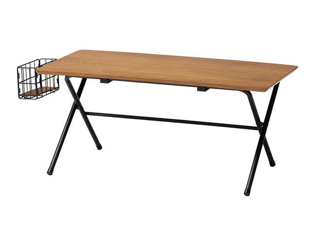 Baxton Studio Mariela Natural Brown and Black Low Profile Coffee Table with Basket