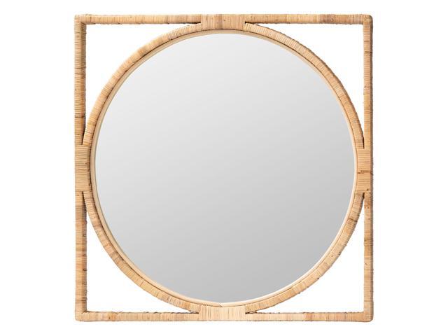 bali & pari Bayan Japandi Natural Rattan Wall Mirror