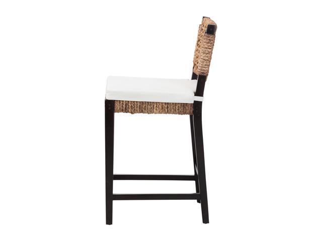 Baxton Studio Alise Modern Bohemian Dark Brown Mahogany Wood and Banana Fiber Counter Stool