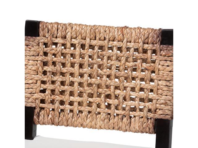 Baxton Studio Alise Modern Bohemian Dark Brown Mahogany Wood and Banana Fiber Counter Stool