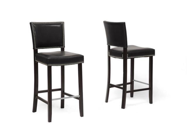 Set of 2 Aries 30 1/2' Black Faux Leather Bar Stools