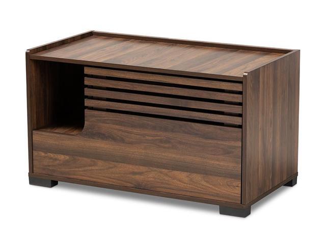 Baxton Studio Claire Modern and Contemporary Walnut Brown Finished Cat Litter Box Cover House