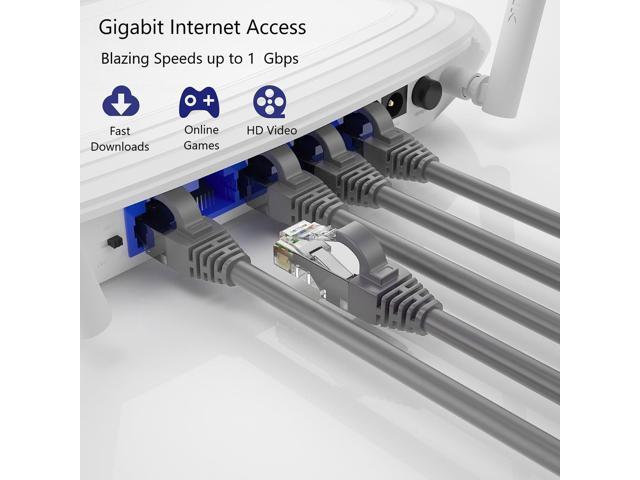 QualGear RJ45 Cat 6 Ethernet Patch Cable, 1Gpbs High-Speed Cable, 250MHz, Gold Plated Contacts, 75 ft, Gray