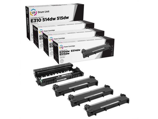 LD Products Compatible Toner & Drum Cartridge Replacements for Dell 593-BBKD & 593-BBKE (3 Toners, 1 Drum, 4 Cartridge Pack)