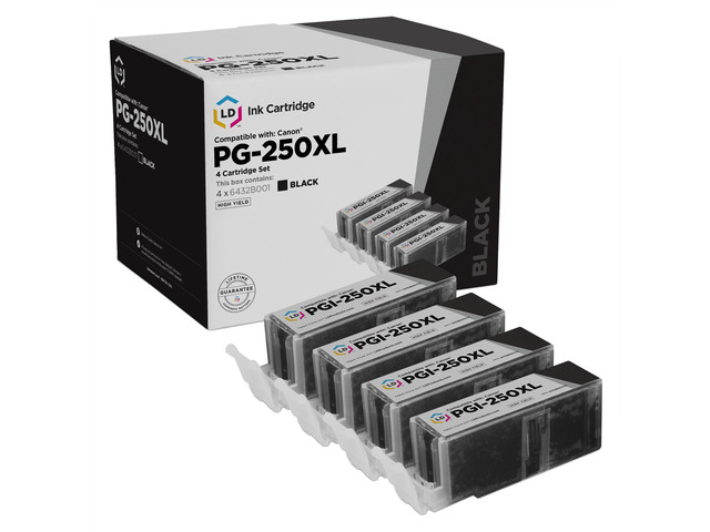 LD Products Compatible Ink Cartridge Replacement for Canon PGI-250XL 6432B001 High Yield (Pigment Black, 4-Pack)