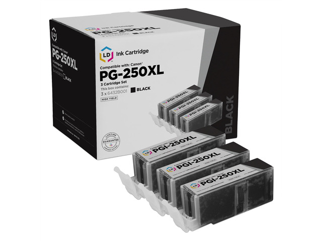 LD Products Compatible Ink Cartridge Replacements for Canon PGI-250XL 6432B001 High Yield (Pigment Black, 3-Pack)
