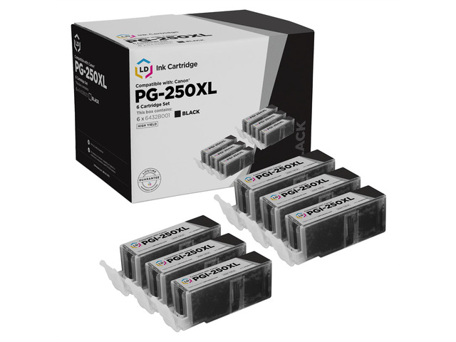 LD Products Compatible Ink Cartridge Replacement for Canon PGI-250XL 6432B001 High Yield (Pigment Black, 6-Pack)