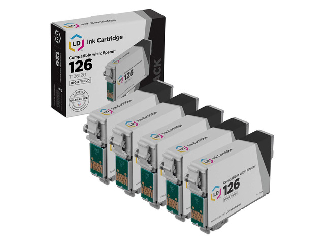 LD Products Replacement for Epson 126 Ink Cartridges T126120 T126 High Yield (Black, 5-Pack)