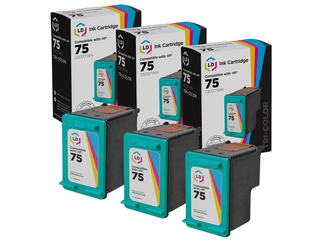 LD Products Remanufactured Ink Cartridge Replacement for HP 75 CB337WN (Color, 3-Pack)