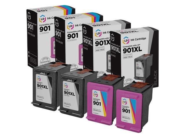 LD Products Remanufactured Ink Cartridge Replacement for HP 901XL & 901 High Yield (2 Black, 2 Color, 4-Pack)