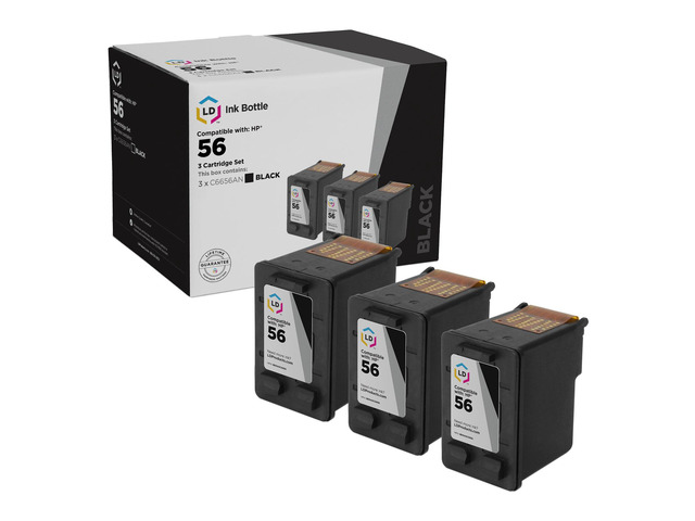 LD Products Remanufactured Ink Cartridge Replacement for HP 56 C6656AN (Black, 3-Pack) Compatible with Deskjet 450 450cbi 450ci 450wbt 5150 5150v...