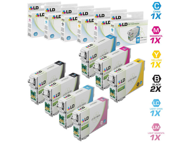 LD Remanufactured Replacement for Epson T079 Set of 7 High Yield Ink Cartridges: 2 T079120, 1 T079220, 1 T079320, 1 T079420, 1 T079520, 1 T079620...