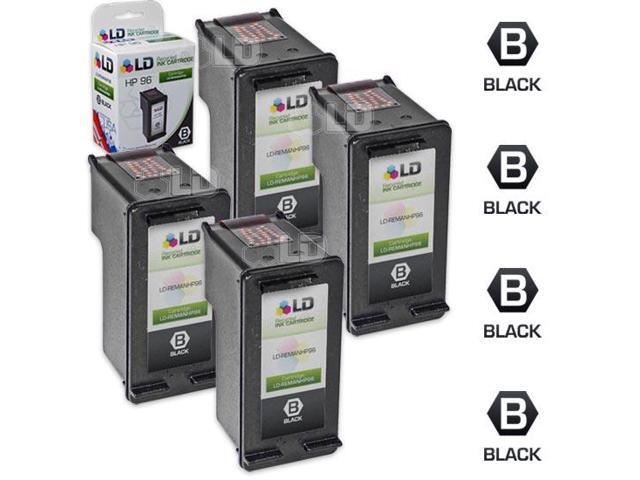 LD © Remanufactured Replacement Ink Cartridges for Hewlett Packard C8767WN (HP 96) High-Yield Black (4 Pack)