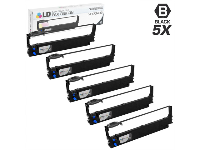 LD Compatible Okidata 44173403 Set of 5 Black Printer Ribbon Cartridges for use in Okidata Microline 620, 690, and 5720