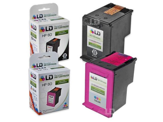 LD Remanufactured Ink Cartridge Replacements for HP CC640WN (HP 60) Black and HP CC643WN (HP 60) Color (1 Black and 1 Color)