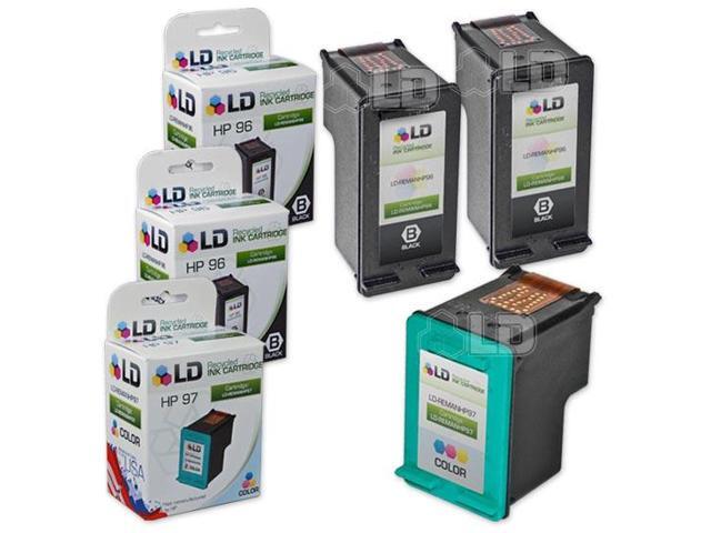 LD © Remanufactured Replacement Ink Cartridges for Hewlett Packard (HP) C8767WN (HP 96) Black and C9363WN (HP 97) Color (2 Black and 1 Color)