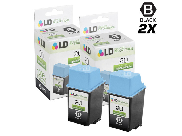 LD Remanufactured Replacements for Hewlett Packard C6614DN (HP 20) Set of 2 Black Inkjet Cartridges for use in HP Apollo, Deskjet, & FAX Printers