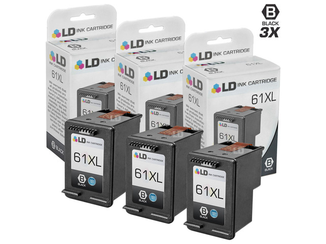 LD Remanufactured Replacement Ink Cartridges for HP CH563WN HP 61XL / 61 High-Yield Black (3 Pack) for the HP ENVY 5530, 5531, HP DeskJet 3054,...