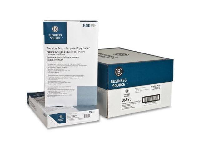 Business Source Multipurpose Paper 20lb. 92 Bright 8-1/2'x14' 10RM/CT White 36593
