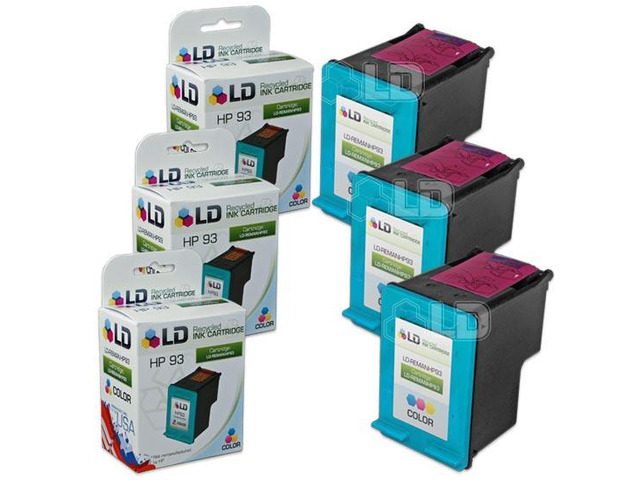 LD Remanufactured Replacement Ink Cartridges for Hewlett Packard C9361WN (HP 93) Tri-Color (3 Pack)