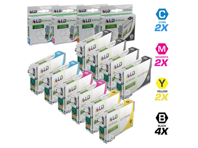 LD Remanufactured Replacement for Epson T125 10-Set Ink Cartridges: 4 Black T125120 & 2 each of Cyan T125220 / Magenta T125320 / Yellow T125420