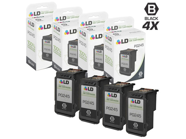 LD Remanufactured Replacements for Canon PG-245 / 8279B001AA 4PK SY Black Ink Cartridges for use in Canon PIXMA iP2820, MG2420, MG2520, MG2920,...