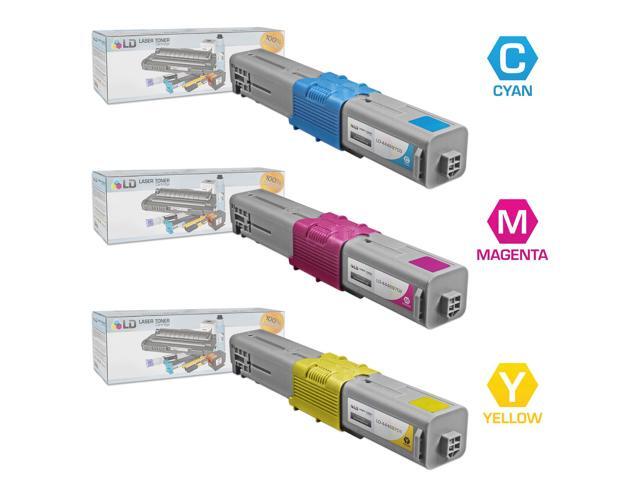 LD Compatible Okidata 44469701, 44469702, 44469703 Set of 3 Color Toner Cartridges: 1 Cyan, 1 Magenta and 1 Yellow