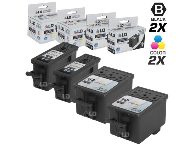 LD Compatible Replacement for Kodak 30XL / 30 4 Pk HY Ink Cartridges Includes:2 1550532 Black & 2 1341080 Color for use in ESP C110, C310, C315,...