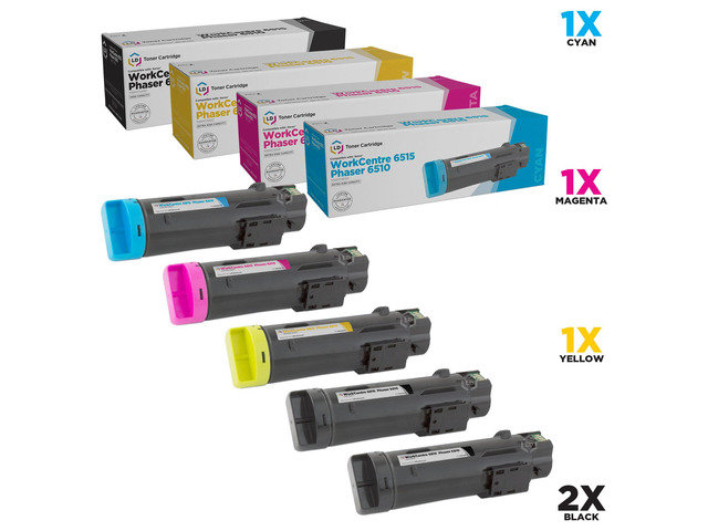 LD Compatible Toner Cartridge Replacement for Xerox Phaser 6510 & WorkCentre 6515 Extra High Yield (2 Black, 1 Cyan, 1 Magenta, 1 Yellow, 5-Pack)