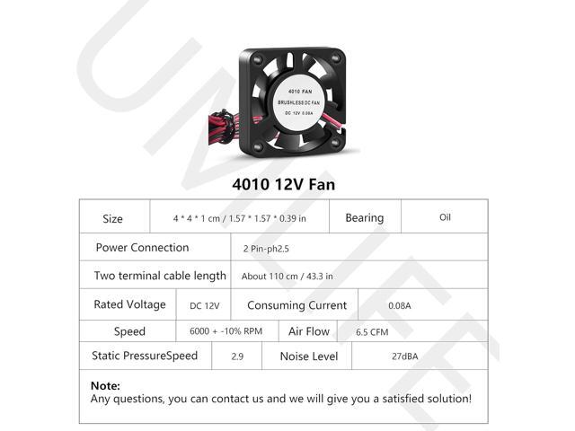 4PCS 3D Printer Cooling Fan 40mmx40mmx10mm Oil Bearing Blower Fan DC 12V Brushless Cooling Fan with 2 Pin Terminal for Hotend Extruder Heatsinks...