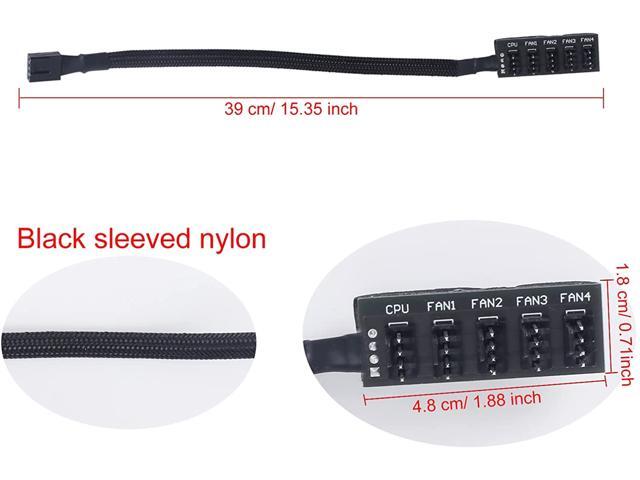 DAYREE 4-Pin PWM Fan Power Supply Cable 15 Inches 1 to 5 Way PC CPU Cooling Case Fan Splitter Hub Adapter Cable Motherboard Fan Power Extension...