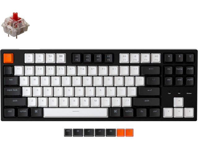 Keychron C1 Wired Mechanical Keyboard, TKL 87-Key Tenkeyless Gaming Keyboard for Mac Windows, Hot-Swappable Gateron G Pro Red Switches, White...