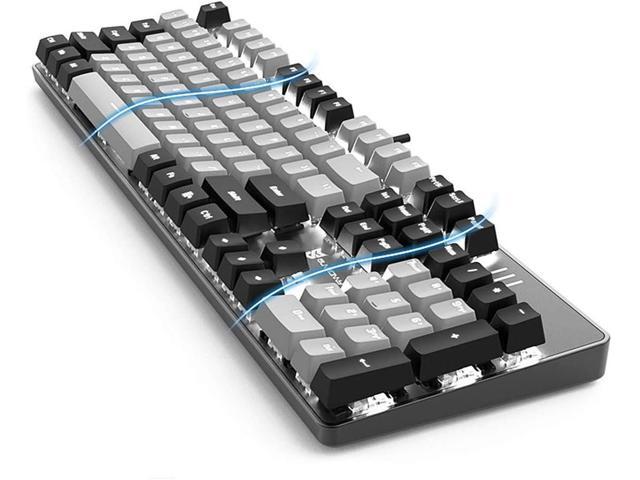 Qisan 104 Mechanical Keyboard for Gaming Large Size USB White Backlit Gaming Keyboard Wired US Layout Blue Switches Hot Swappable Mechanical...
